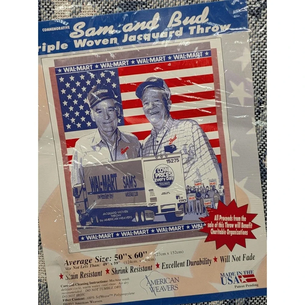 Wal-Mart Sam & Bud Woven Jacquard Throw NEW 50